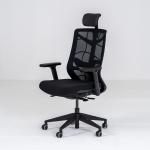 نيتشر كرسي مكتب أسود دوار متحرك بمسند رأس وودي