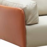 فينا كنب استقبال مكتبي ثلاثي جلد فاخر لون بيج مع بني وودي