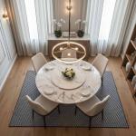 مارفيلا طاولة طعام رخام صناعي بدون كراسي وودي