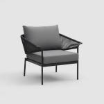 صوفا طقم جلسة خارجية 5 قطع رمادي وودي