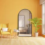 مرآه أرضية بإطار خشبي أسود وودي