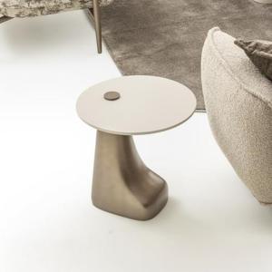 مونجي طاولة جانبية بقاعدة معدنية وودي