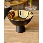 وعاء مائدة أسود - ذهبي وودي