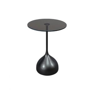 كازا طاولة خدمة بقاعدة باللون الاسود - زجاج عسلي