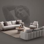 برادا كنب ثلاثي كريمي 240 سم وودي