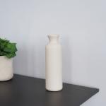 فازة سيراميك طويلة كريمي وودي