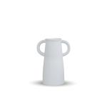 فازة سيراميك بيضاء بمقبضين وودي