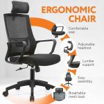 كرسي مكتب شبكي بمسند للرأس وودي