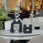 فازة ديكورية سيراميك سوداء وودي