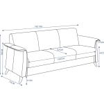 عليا كنب مكتبي ثلاثي أسود 192 سم وودي