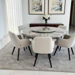 لومار طاولة طعام رخام صناعي بدون كراسي وودي