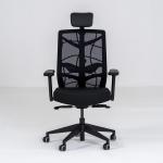 نيتشر كرسي مكتب أسود دوار متحرك بمسند رأس وودي