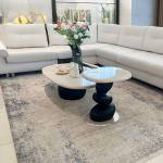 ليزا طاولة جانبية بسطح رخامي وودي