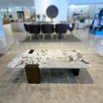 ويلز طاولة وسط مستطيلة بسطح بورسلان وودي