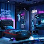 فيونكس سرير شبابي مضئ  أسود 120*200 سم وودي