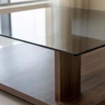 بيتي طاولة قهوة زجاج 120سم وودي