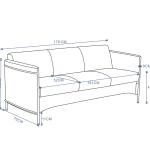 زها كنب مكتبي 3 مقاعد 179 سم رمادي وودي