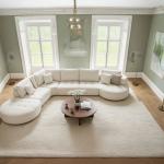 لواندا طقم كنب زاوية كريمي وودي