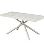 تكساس طاولة طعام من حجر الترافرتين مع 6 كراسي وودي