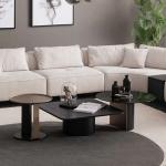 جراند طاولة قهوة بسطح زجاجي وودي