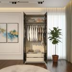 أروبا دولاب 2 باب زجاجي 100 سم بأدراج ووحدة تعليق وودي