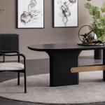 جراند طاولة طعام 230 سم أسود مع نحاسي بدون كراسي وودي