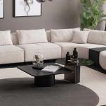 جراند طاولة قهوة بسطح زجاجي وودي