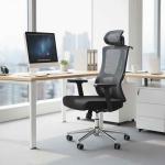 ألتيرا كرسي مكتب شبكي بمسند للرأس وودي