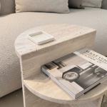 ريفولي طاولة جانبية ترافرتين بيج وودي