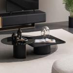 جراند طاولة قهوة بسطح زجاجي وودي