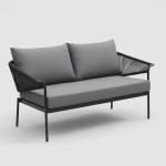 صوفا طقم جلسة خارجية 5 قطع رمادي وودي