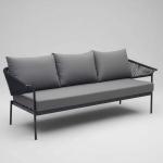 صوفا طقم جلسة خارجية 5 قطع رمادي وودي