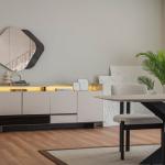 بيلا كونسول مع مرآة كريمي 4 أبواب وودي