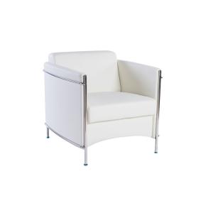 زها كنب مكتبي جلد فردي أبيض وودي