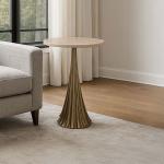 أوبرا ماربل طاولة خدمة بقاعدة معدنية وودي - بيج