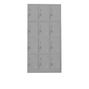 خزانة حديد 12 باب رمادي وودي