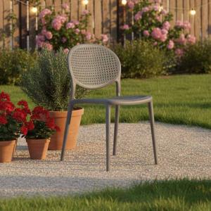 لينتو كرسي حدائق ومقاهي وودي - رمادي