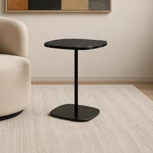 سبيندر طاولة خدمة بقاعدة سوداء وودي - رخام-أسود