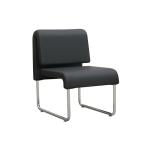 ديمي كرسي أسترخاء جلد أسود وودي