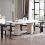 فورزا طاولة طعام خشبيه بيضاء بدون كراسي وودي - 12-شخص