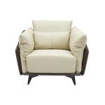 جولز كنب استقبال مكتبي فردي جلد فاخر بيج مع بني وودي