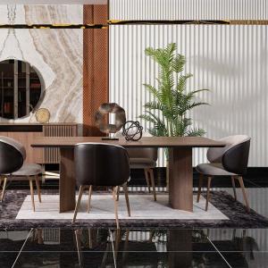 نيو لزبون طاولة طعام خشبي بني بدون كراسي وودي - 8-أشخاص