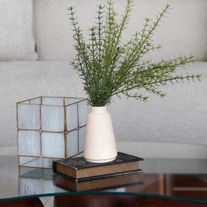 فازة سيراميك صغيرة كريمي وودي