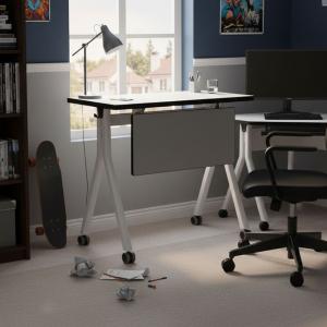 ترافو مكتب بعجلات رمادي وودي