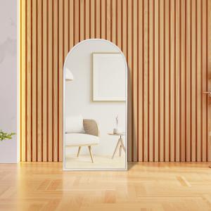 مرآه أرضية بإطار خشبي فضي وودي