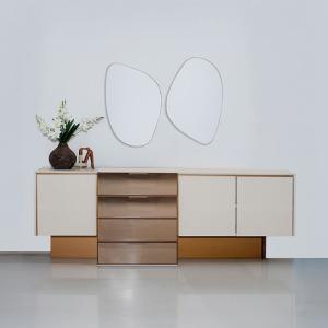 أكورسا كونسول مع مرآة كريمي 4 أدراج وودي