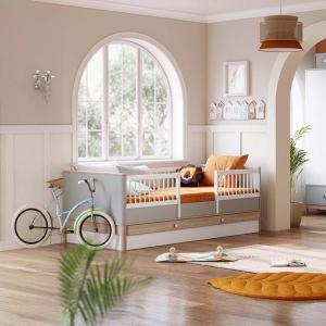 بونو سرير للأطفال الصغار 120×100 سم رمادي وودي