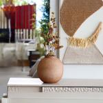 فازة سيراميك دائرية بني وودي