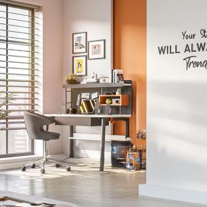 تريند مكتب مع رف أسود-أبيض 120 سم وودي