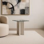 ليفربول طاولة جانبية بسطح زجاجي وودي